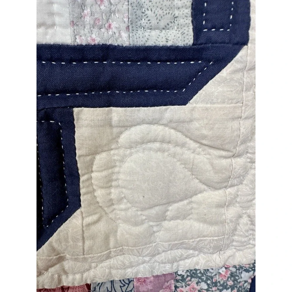 Vintage 90s Handmade Heart to Heart Quilt Wall Hanging - Quilted Textile